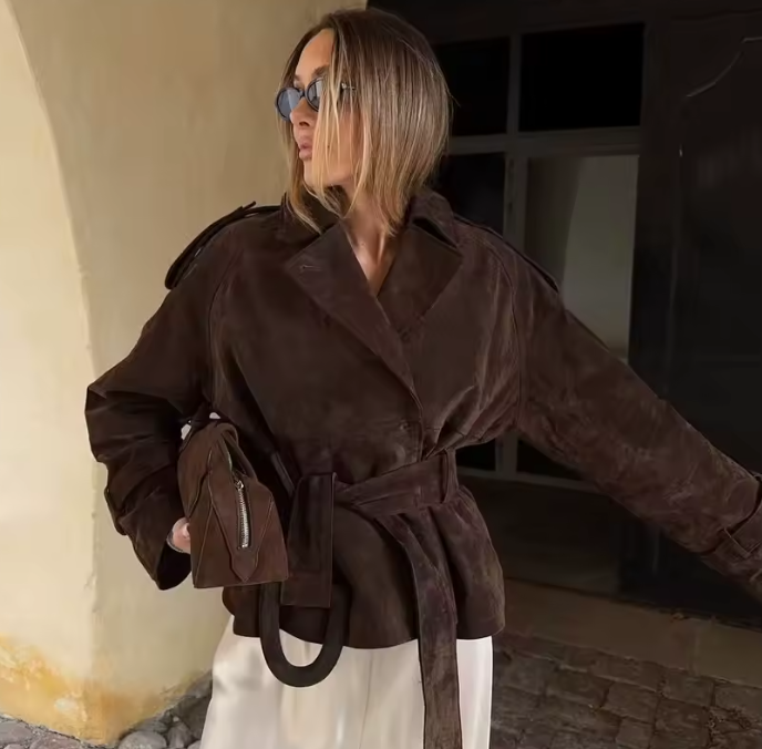 Nir | Suede Jacket with Belt